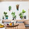 Наклейка на стену с зеленым растением в горшке, черепаха, спина, бамбуковый лист, декор для ресторана, гостиной, балкона, стеклянной двери, ванной комнаты, виниловая наклейка