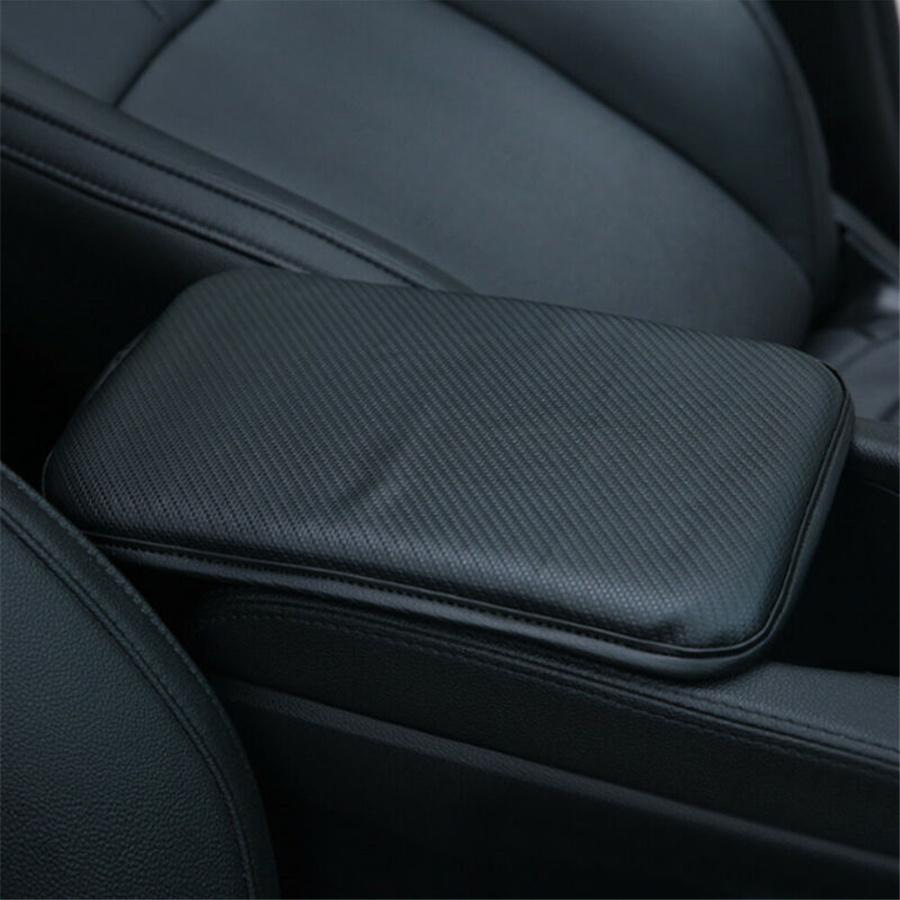 Black PU Leather Car Armrest Pad Center Console Box Cushion Mat Cover Protector