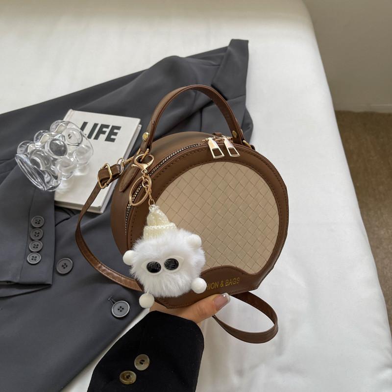 Стильная Модная Женская Круглая Сумка Кроссбоди с Застежкой-Молнией в Шикарном Черном Цвете