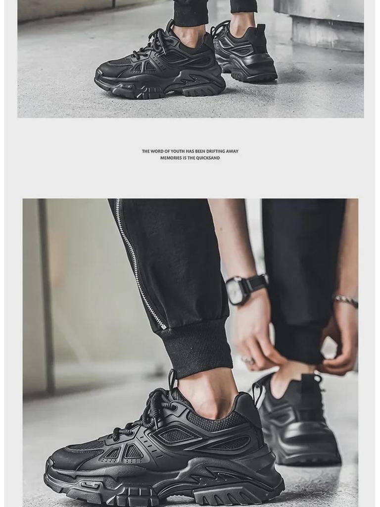 Мужские модные кроссовки из дышащей сетки 2025 года на весну — повседневные, низкие, на толстой подошве для папы-подростков