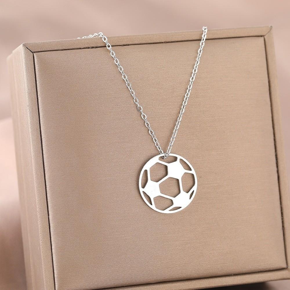 Stainless Steel Football Lover Choker Simple Sports Ball Jewelry Casual Wear