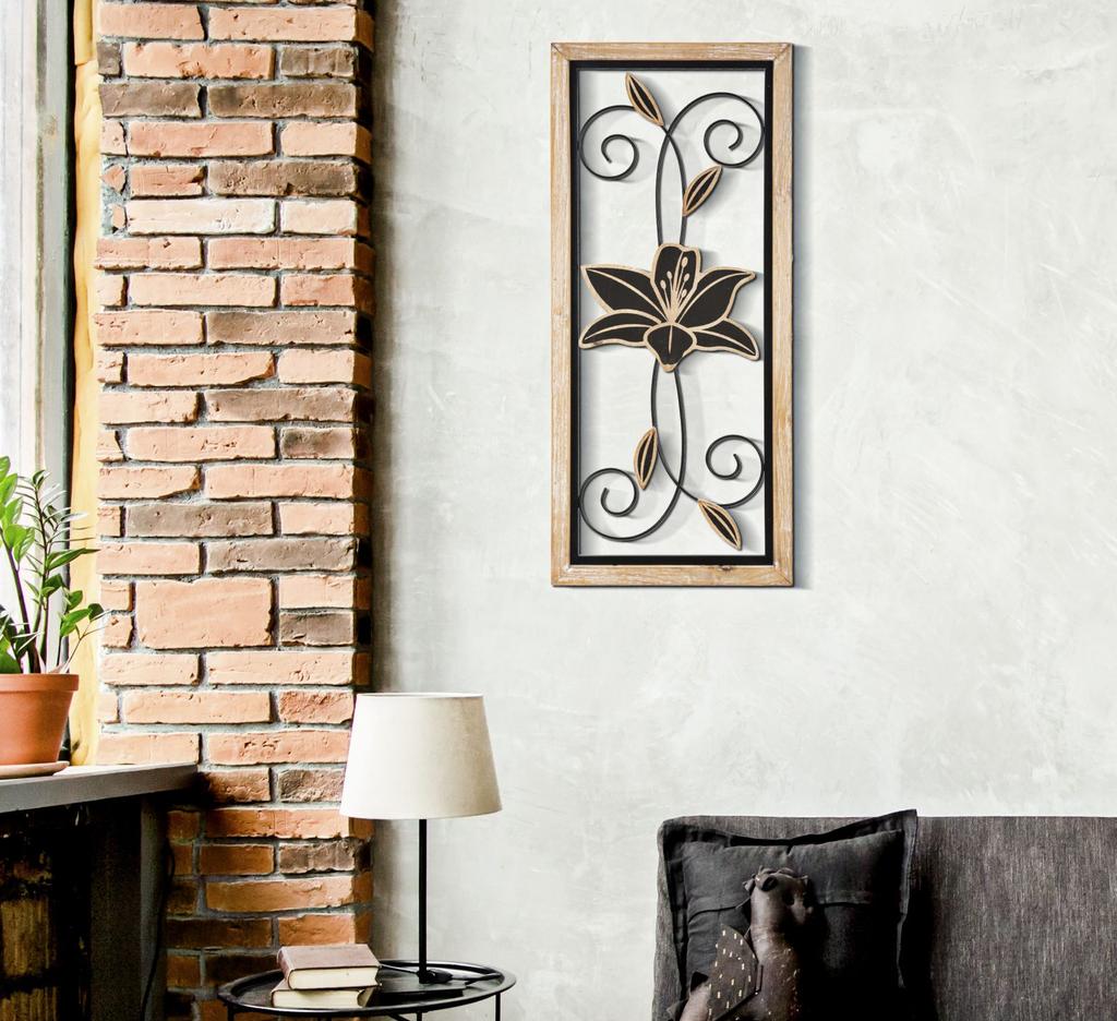 Iron and Wood Wall Panel Koman -B- Cm 26X2,5X60