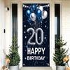 10th Birthday Door Cover Decoration 71 x 35 Inch Blue and Silver Balloon Banner for Tenth Birthday Party Supplies Happy 10 Years Old Photo Booth