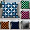 Black White Checkerboard Pillow Case Plush Fabric Soft Double Sided Print Home Sofa High Quality Cushion Cover Throw