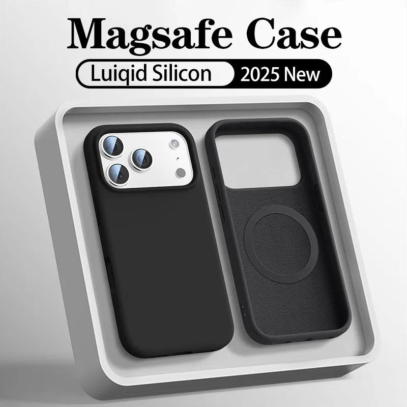 Official Original Liquid Silicone Magnetic Phone Case For iPhone 17 Air 16 15 14 Plus 13 12 Pro Max 17Pro For Magsafe Soft Cover