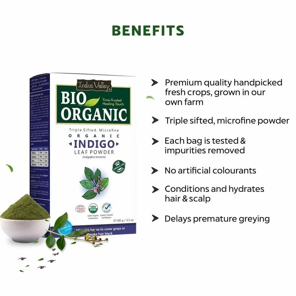 Indus Valley Bio Organic 100% Herbal Indigo Powder 100gm Pack Of 2