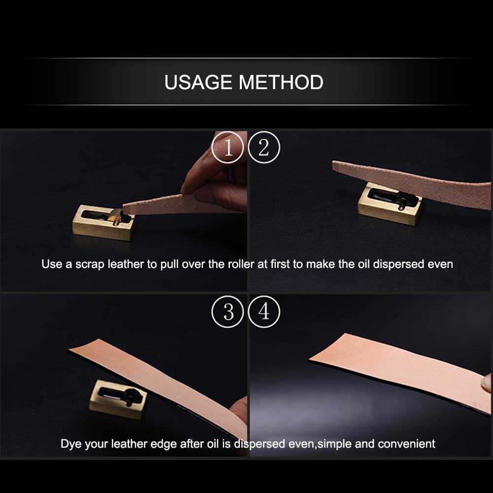 Leather Top Edge Dye Oil Roller Box Applicator DIY Craft Treatment Tool Brass with Extra Roller