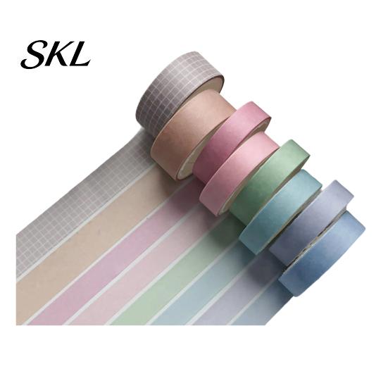 Washi Tape 8 Rolls Set, Decorative Stickers, Aesthetic Solid Color Tapes Clean Design Masking for Scrapbooking Supplies, Journaling Junk Journal,