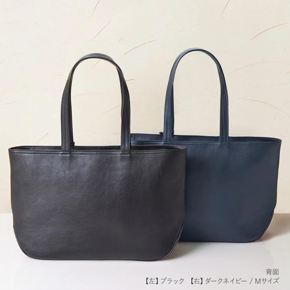 Genuine Tote Bag Waterproof Leather Genuine Leather A4 Size with Zipper Business Commuting Gift [G Leather] Men's (Black, M)