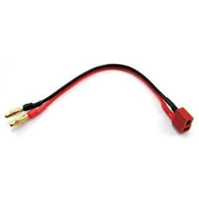 Зарядный кабель T-Plug (мама) на 4 мм Banana (папа) | 32 см Позолоченный | Гибкий и прочный | Для LiPo аккумуляторов, автомобильной аудиосистемы, радиоуправляемых моделей | Красный, Пластик