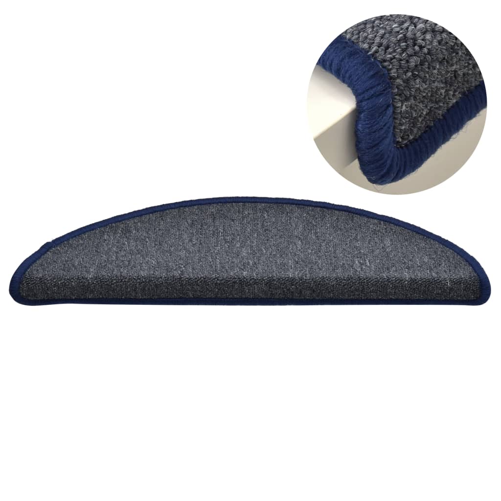 Step Mats 15 pcs. 56 x 17 x 3 cm Dark Gray and Blue Semi Circular