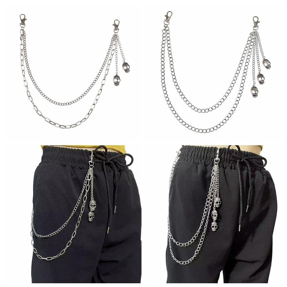 Tassel Punk Belt Chain Gothic Skull Pants Chain Personality Skull Waist Chain  Male