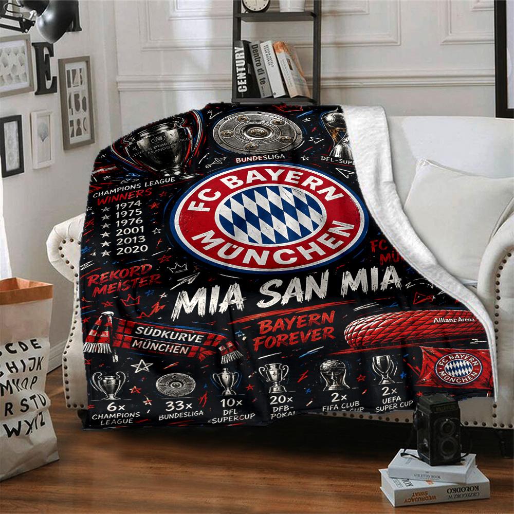 Bayern Munich Emblem Blanket Soft Warm Cozy Suitable for Office Bedding Couch Four Seasons Universal Playful Design Gift for Travel Home Birthdays