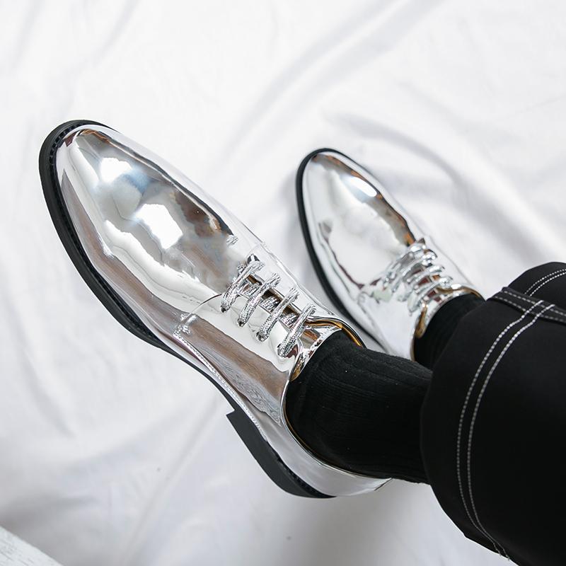 Мужские золотые деловые туфли из кожи Оксфорд, серебряные деловые туфли, смокинг, свадебные блейзеры, танцевальные туфли большого размера