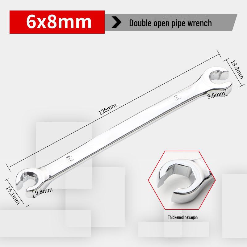 Двусторонний шестигранный гаечный ключ с открытым зевом для разборки масляных трубок высокого давления и тормозных трубок