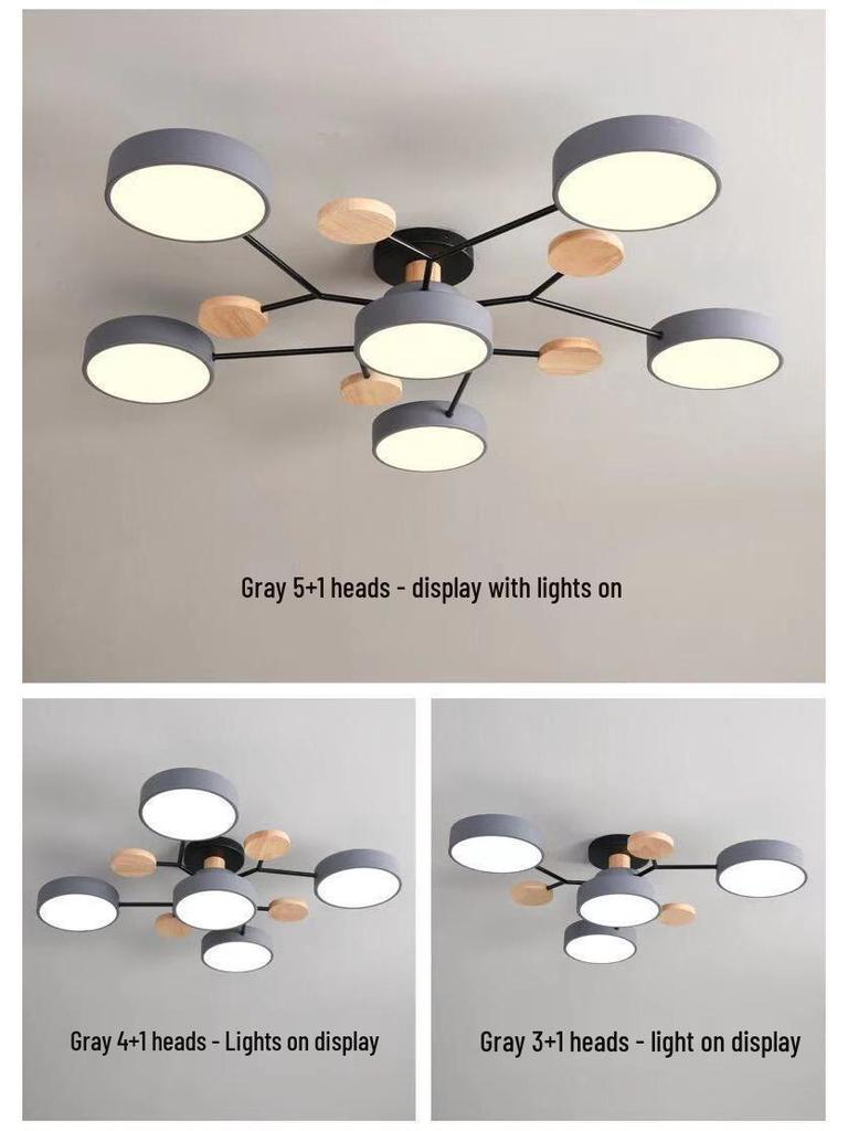 Nordic Macaron Ceiling Light - Modern Minimalist, Solid Wood Fixture for Living Room, Hall, Bedroom, or Restaurant.