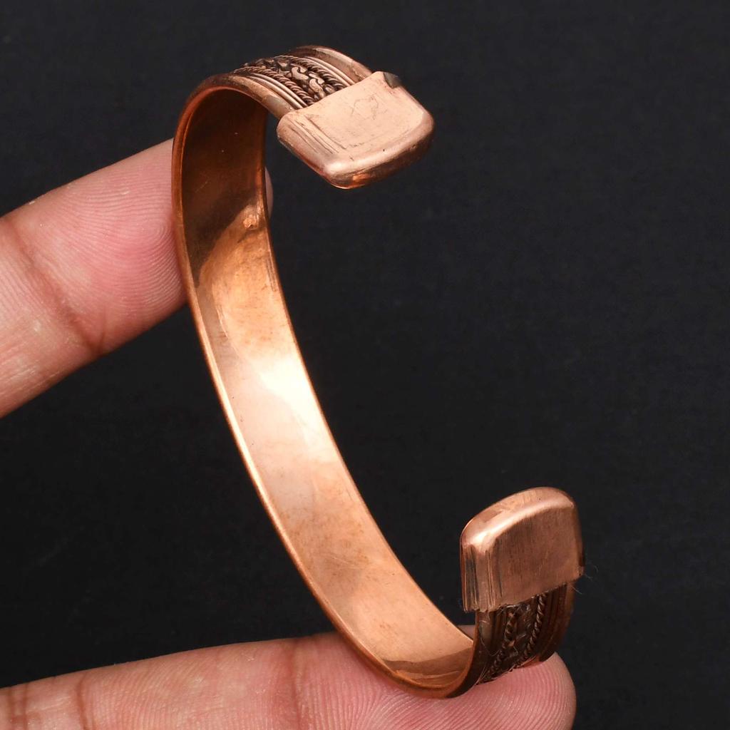 Браслет из витой проволоки из чистой меди, медный регулируемый браслет, медные ювелирные изделия ручной работы, подарок для мужчин и женщин