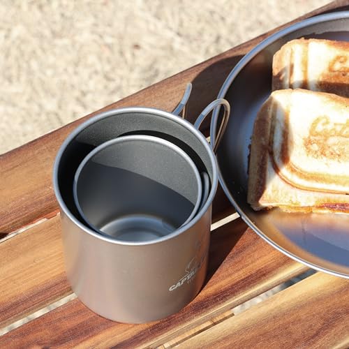 Captain Stag (CAPTAIN STAG) Outdoor Cup/Mug/Tumbler, Single Mug, 300ml, Folding Handle, Lightweight, Titanium, Made in Japan, Tsubame-Sanjo, UH-4502