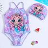 Exclusive Mermaid Print Halter Swimsuit for Baby Girls