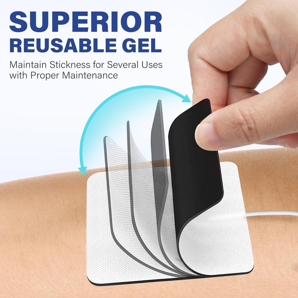 Unit Electrode Pads, 16PCS 2"x2" Unit Pads for EMS Muscle Stimulator Electrotherapy, Self-Adhesive TENS Pads Replacement, Reusable and Latex-Free