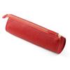 Corale Pencil Case Leather Round Circle Simple Adult Stylish Genuine Leather Pencil Case Zipper (Corare) Women's (Red)