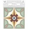 [R2208] - Set of 6 Green 'Cement Tiles' Stickers - 15x15 Cm