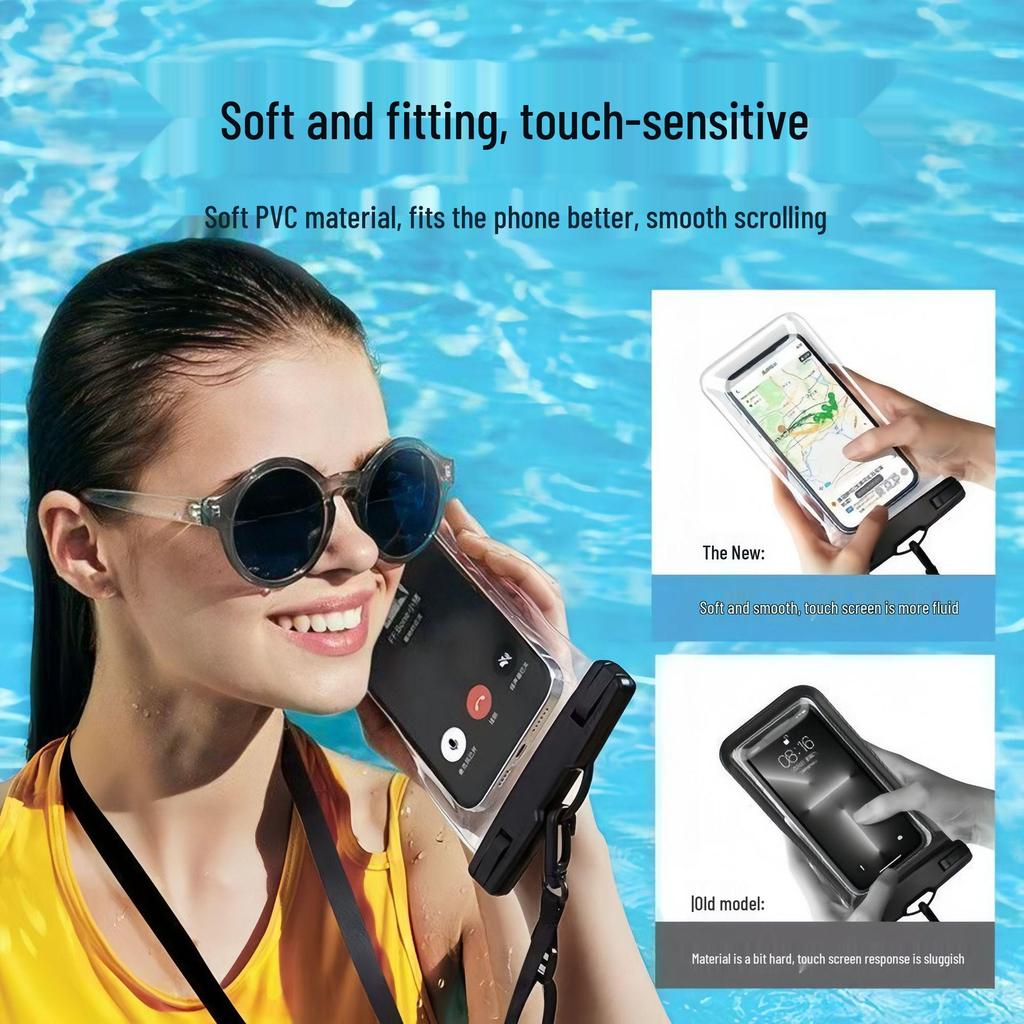 Универсальный водонепроницаемый чехол для телефона с сенсорным экраном и шнурком - Защита от погружения, плавания, пыли