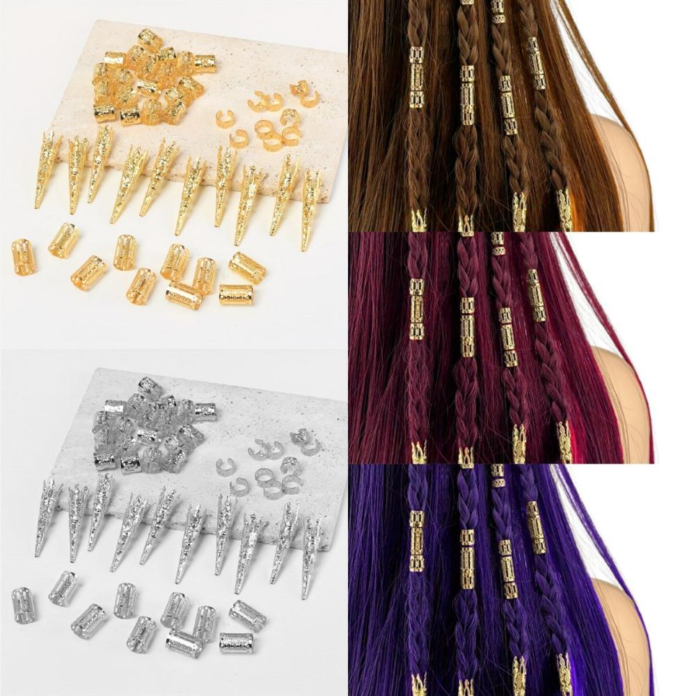50pcs Dread Locks Dreadlocks Beads Metal Cuff Clips Hair Braid Tubes Hair Jewelry