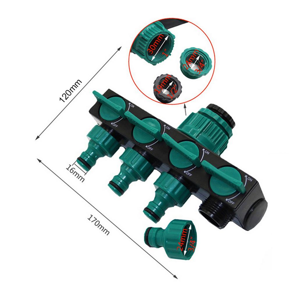 DN20 DN25 FNPT 4 Way Garden Hose Faucet Splitter with 1 4in Quick Connector Irrigation Fitting