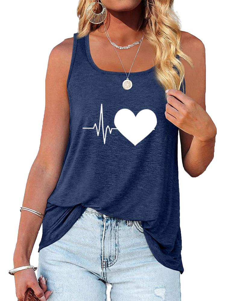 Женская модная майка с принтом, летняя повседневная футболка без рукавов с круглым вырезом