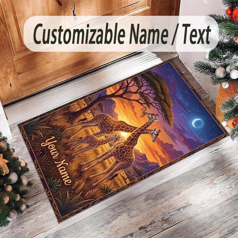 Cosmic Theme Crystal Velvet Floor Rug Personalized Custom Name Text Warm Carpet Home Decoration