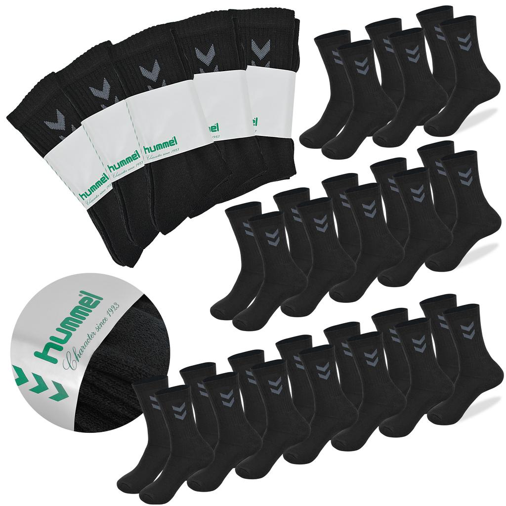 HUMMEL Men' Socks 15 Pairs Long Black Cotton Size 36-40