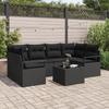 7-piece Garden Sofa Set with Black Poly Rattan Cushions, Two-seater Garden Sofa with Cushions In 3346283