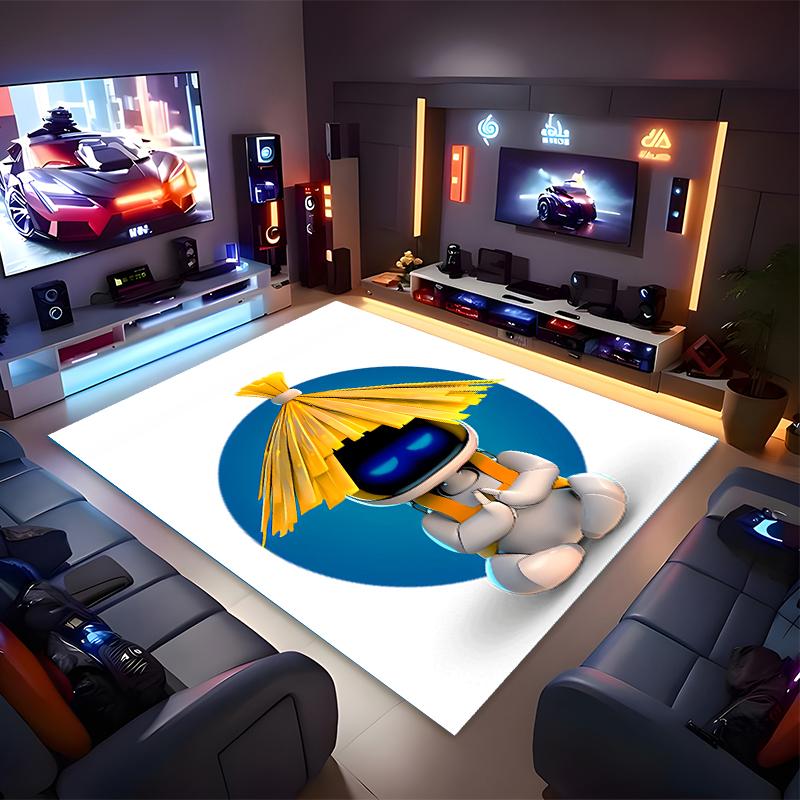 1pc Astro Bot4 Print Area Rug - Soft, Washable Non-Slip Indoor Mat for Office Chairs, Living Room, Home Office Decorative Rug