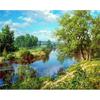 Forest River Natural Scenery DIY Painting By Numbers Wall Art Picture Acrylic Canvas Painting For Home Decoration