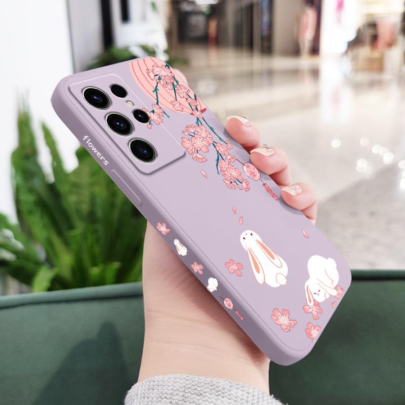 Чехол для телефона «Персиковый кролик» для Samsung Galaxy S25FE S23 S22 S21 S20 Ultra Plus FE S10 S9 S10E Note 20 ultra 10 9 Plus