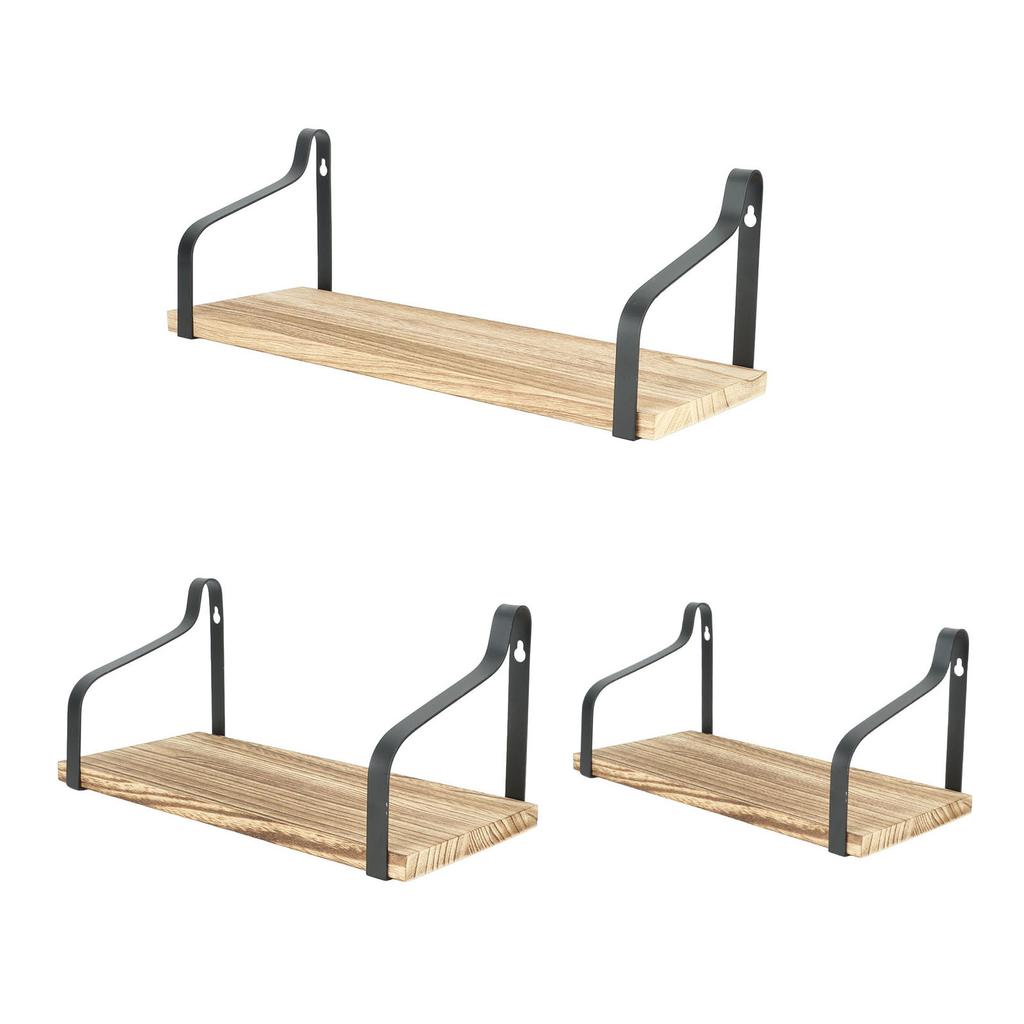 3Pcs Floating Shelf Durable Wall Mounted Rustic Wood Shelves Floating Exquisite Wall Shelves for Home Shop Office