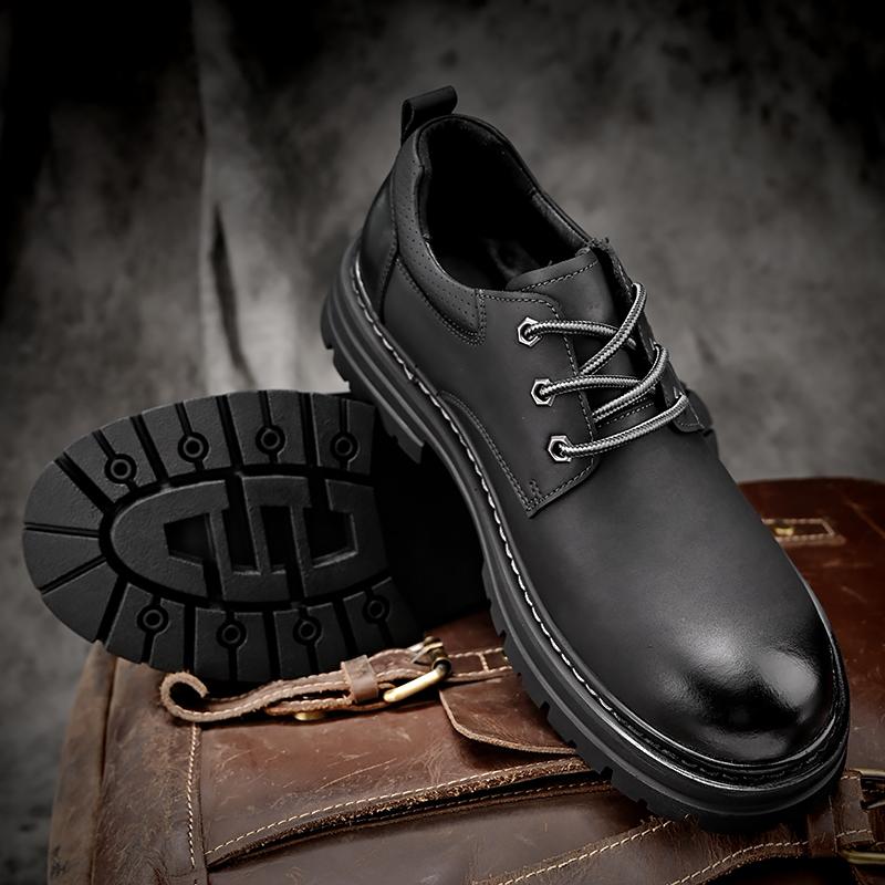 Мужская повседневная обувь из натуральной кожи с нескользящей подошвой ручной работы, водонепроницаемая, повседневная рабочая обувь для улицы