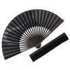 Kimono Cloth Fan Fan Bag Set Dyed Bone Swallow 22cm [Stylish Iroha] Men's (Black)