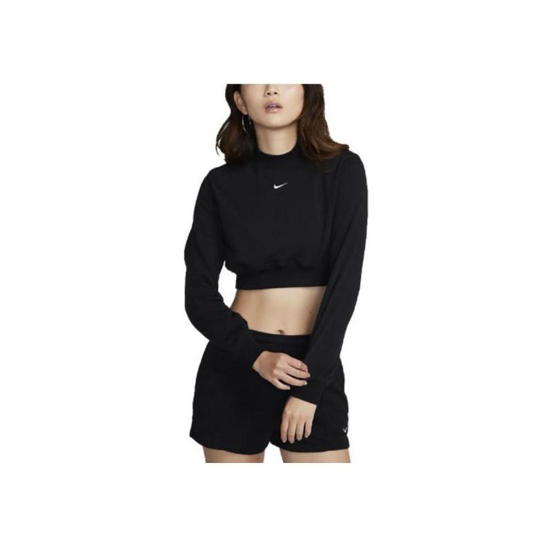 Nike Женский укороченный свитшот черного цвета с воротником-стойкой FN2477-010