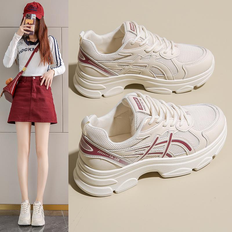 Женская обувь сетка толстая подошва кроссовки папины кроссовки женские 2025 новая весна универсальная мягкая подошва маленькая дышащая повседневная спортивная обувь