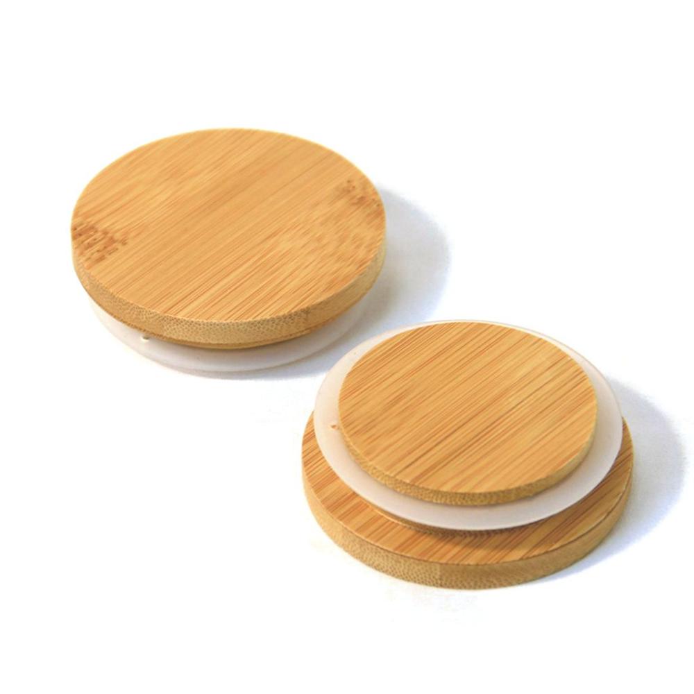 Reusable Safe Natural Wide Mouth Bamboo Wood Wooden Jar Lids Mason Jar Lids Mugs Cup Covers Can Lids Bottle Sealing Caps