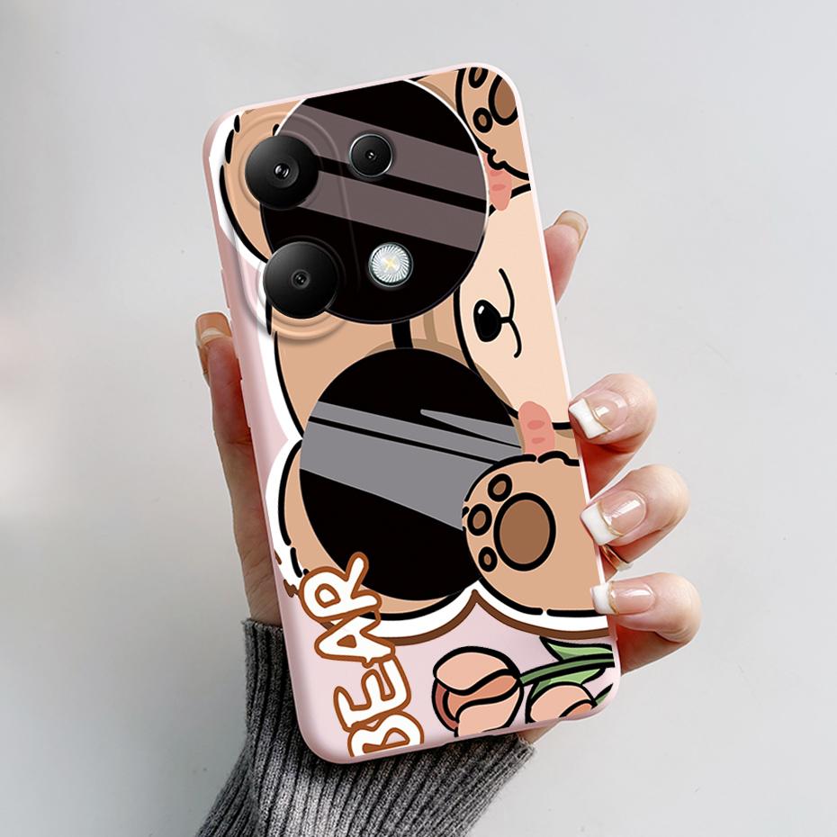 Чехол для Xiaomi Poco M6 Pro Мягкий силикон Милый Кот Панда Ударопрочный Чехол для Poco M6 Pro 4G ТПУ Чехол-Фонда Оболочка M6Pro 6.67''