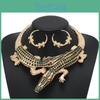 Decoration Rhinestone Creative Crocodile Design Women Necklace And Earring Set