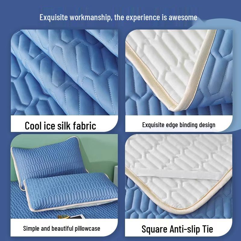 Summer Ice Silk Cool Mat Set: Soft Three-Piece Latex Mattress Cool Pad for Dorm Beds