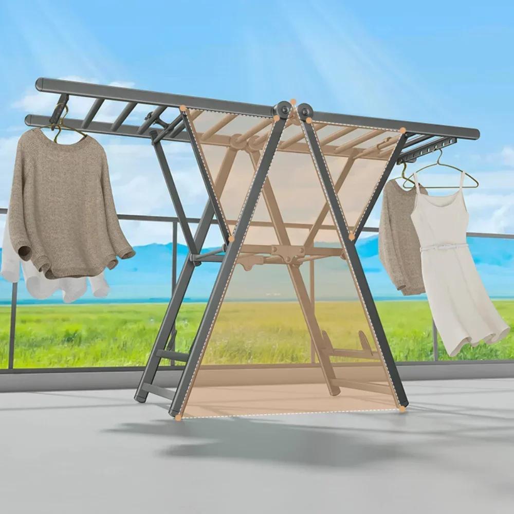 Складная сушилка для одежды, напольная вешалка для одежды на балконе, вешалка для сушки в помещении, большая вместимость, экономит место, передвижная вешалка для одежды