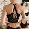 Women Hollow Out Bralette Halter Cross Vest Add Pad Wireless Bralette Sexy Tank Top S-L