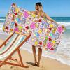 Cartoon Flamingo and Summer Icons Beach towel quick-drying for travel outdoor sports jogging beach and swimming