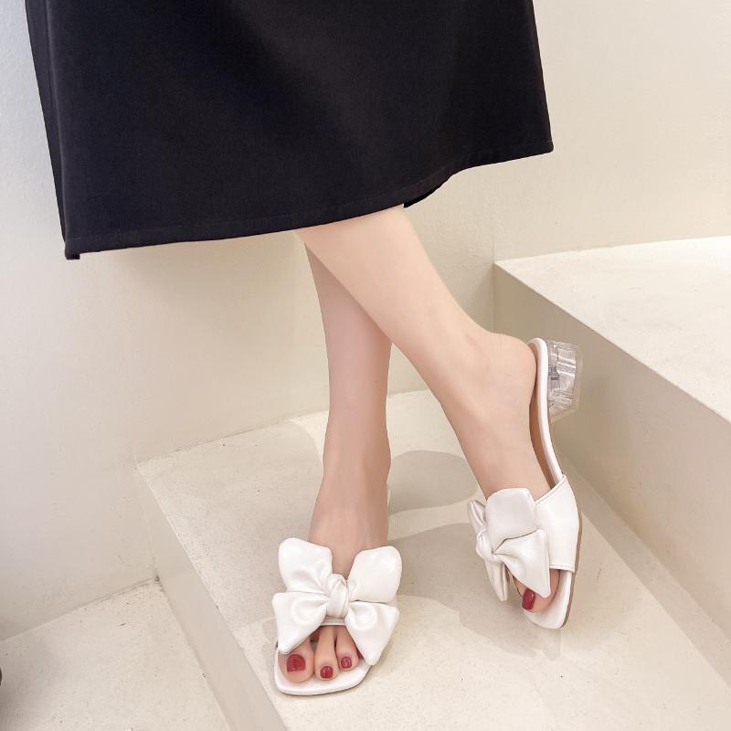 Модные сандалии с бантом, женские сандалии с открытым носком, плоские туфли, повседневные сандалии, дикие женские туфли, новинка 2024 года, летние женские тапочки