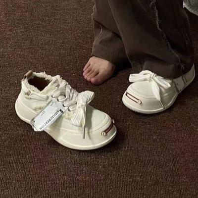 Парусиновые туфли женские Ins на высоком каблуке, новый сезон, универсальные дышащие туфли на платформе с открытой улыбкой, повседневные туфли для сноуборда